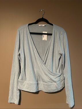 Ricki's Light Blue Wrap-Front Long Sleeve Top